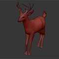 Realistic Deer Figure With Antlers And Brown White Spots On Dark Background
