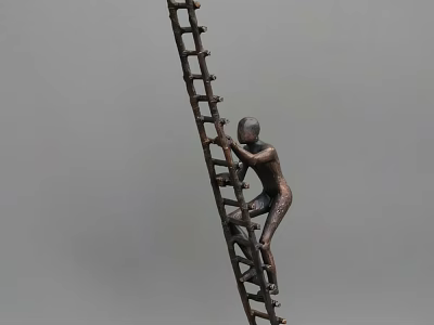 Artistic Decorative Ornament Set with Metal Human Figure Climbing Ladder Design 3d model