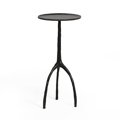 Black Round High Top Dining Table With Branched Legs And Minimalist Design 3d model