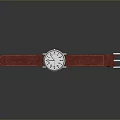 Stylish Wristwatch with Red Leather Strap White Dial Silver Case and Buckle