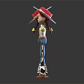 Toy Cowgirl Characters With Red Hats Blue Jeans And Cow Print Pants Arms Outstretched
