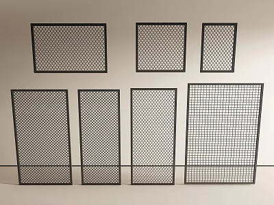 Black Metal Mesh Room Dividers With Grid Design And Various Sizes 3d model