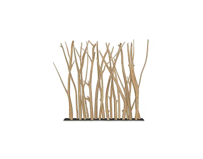 Natural Wooden Stick Partition with Interlaced Arrangement for Decorative Interior Design 3d model