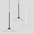 Three Modern Pendant Lights With White Shades And Black Bases In Minimalist Style