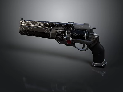 Modern Tactical Revolver With Black Silver Textured Body And Ergonomic Grip 3d model