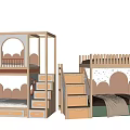 Modern Kids Room Interior Bunk Beds With Arched Design Staircase Storage Drawers And Green Mattress