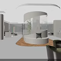Elegant Modern Shopping Mall Store Interior With Round Bed Display And White Furniture