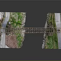 Scale Steel Bridge Model Structure With Concrete Piers And Grass Covered Platforms