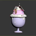 Cute Pink Ice Cream Cup With White Cream Small Umbrella Purple Base And Stars