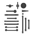Assorted Black Door Handles with Various Styles for Home Interior Decoration 3d model