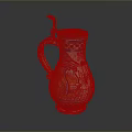 Decorative Household Ceramic Pitcher With Blue Yellow Patterns Curved Handle And Ornate Lid