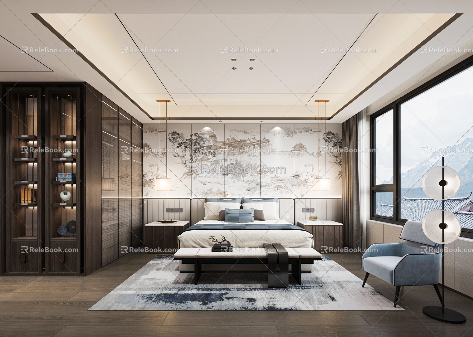 New Chinese bedroom 3d model