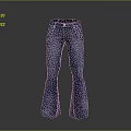Blue Flared Denim Jeans with Classic Pockets and Adjustable Waistband Design