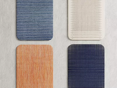 Square Rugs in Various Colors with Striped Woven Wood Patterned and Dotted Textures 3d model