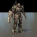 Futuristic Robotic Combat Weapon With Armored Metal Structure And Sci Fi Design