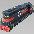 Gulfport Rail System MGS 316 Black Red Locomotive With Red Plow Yellow Handrails And Stripes