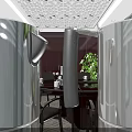Elegant Modern Conference Room Interior With Large Table Chairs Screen And Green Plants
