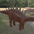 Realistic Brown Reptile Model with Spiked Back and White Spots in Grass Field