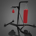Black Boxing Stand With Red Punching Bag And Red Speed Bag For Home Gym Training