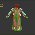 Elegant White Gold Cloak Robe With Geometric Patterns And Decorative Details 3d model