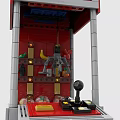 Building Blocks Claw Machine with Red Blue Gray Design Display Area Control Lever 3d model