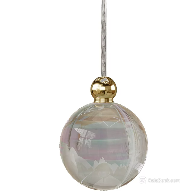 Modern Spherical Glass Pendant Light Featuring Golden Top And Transparent Shade Design 3d model 
