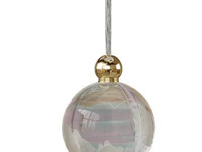 Modern Spherical Glass Pendant Light Featuring Golden Top And Transparent Shade Design 3d model