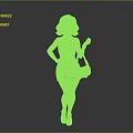 Stylish 3D Female Character With Brown Short Hair White Top Blue Vest Skirt And Handbag