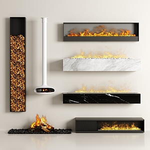 Modern Fireplace Electronic Fireplace Firewood Embedded Fireplace 3d model