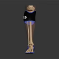 Anatomical Leg Organ Structure with Hair and Black Protective Gear Blue Trim