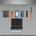 Organized Tool Set With Open Storage Case And Colorful Packaged Equipment 3d model