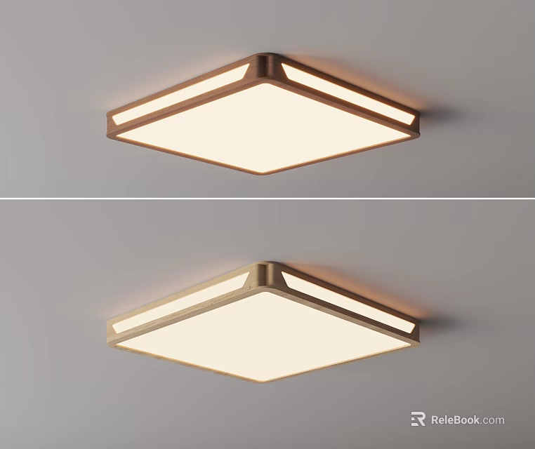 Modern Square Ceiling Light with Gold Frame Sleek Design and Soft Illumination 3d model