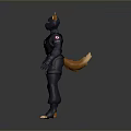 Cat Shaped Tactical Character With GIGN Logo Black Gear And Orange Ears Paws