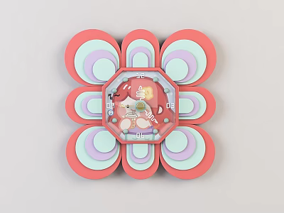 Modern cartoon children's wall clock 3d model