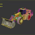 Yellow Construction Loader With Large Front Bucket And Heavy Duty Tires 3d model