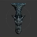 Fantasy Character Dragon Head 3D Model of Mythical Creature with Scaly Skin Horns Yellow Eyes