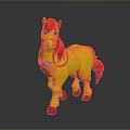 Yellow Toy Pony Featuring Red Mane Tail Blue Eyes Decoration And Red Hooves