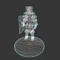 Cardboard Knight Game Character With Shield Standing on Red Base