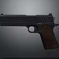 Classic Semi Automatic Pistol With Wooden Grip And Polished Metal Surface