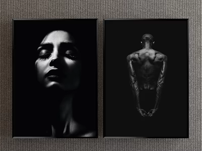 Modern Figure Painting Simple Black and White Figure Women Decorative Painting 3d model