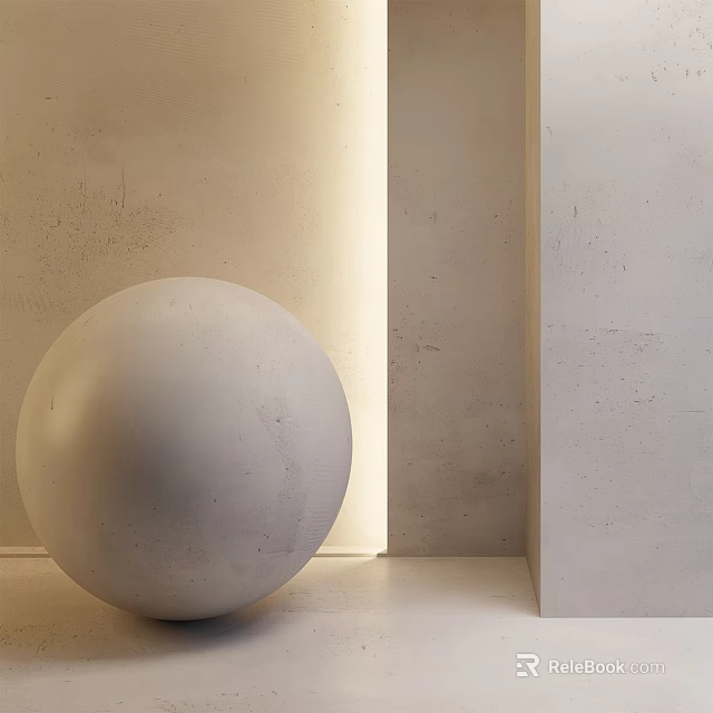 Light Colored Rough Textured Wall With White Sphere And Soft Light Shadow 3d model