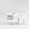 Wooden Children's Table With Colorful Chairs And Storage Shelf For Kids Playroom