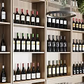 Modern Bar Counter With Wine Racks Hanging Green Plants And Wooden Cabinets
