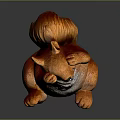 Cute Squirrel Sculpture Carving With Sitting Posture Orange White Fur Details