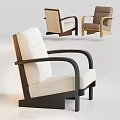 Modern Lounge Chair With Wooden Frame And Upholstered Seat In Beige White Brown Styles