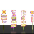 Colorful Promotional Signs With Advertising Messages For Events And Promotions