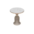 Elegant Side Table With Marble Top And Ornate Metal Pedestal Base
