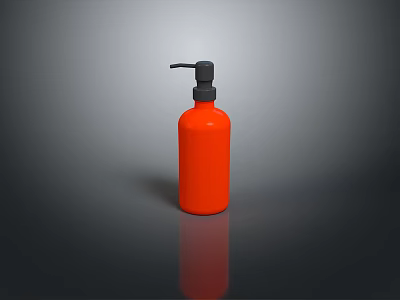 Sleek Orange Pump Bottle With Black Dispenser For Daily Household Use On Dark Surface 3d model