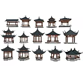 Traditional Chinese Pavilion 3D Models Collection With Various Traditional Roof Designs