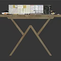 Cluttered Wooden Office Desk With Papers Pens Map Snack Bags And Documents
